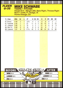 1989 Fleer Update #U-32 Mike Schwabe NM-MT Detroit Tigers 