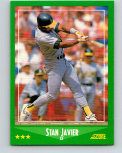 1988 Score #367 Stan Javier VG Oakland Athletics 