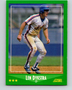 1988 Score #370 Lenny Dykstra VG New York Mets 