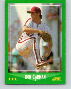 1988 Score #401 Don Carman VG Philadelphia Phillies 