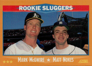 1988 Score #648 Mark McGwire/Matt Nokes Rookie Sluggers VG Oakland Athletics/Detroit Tigers 