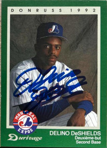 Delino DeShields Autographed 1992 Donruss Durivage Bread Montreal Expos #6