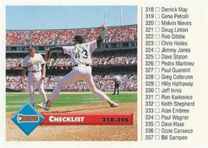 1993 Donruss #396 Dennis Eckersley Checklist 318-396 VG Oakland Athletics 