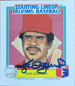 Jose Oquendo Autographed 1988 Parker Brothers Starting Lineup Talking Baseball #14 Jose Oquendo Autographed 1988 Parker Brothers Starting Lineup Talking Baseball #14