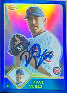 Dave Veres Autographed 2003 Topps Chrome - Refractors #330 SN/699 ID: 143264 Dave Veres Autographed 2003 Topps Chrome - Refractors #330 SN/699 ID: 143264