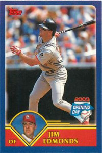 2003 Topps Opening Day Mini Stickers #NNO Jim Edmonds NM/MT St. Louis Cardinals 