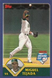 2003 Topps Opening Day Mini Stickers #NNO Miguel Tejada NM/MT Oakland Athletics 