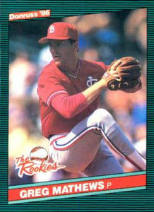 1986 Donruss Rookies #26 Greg Mathews NM-MT RC Rookie St. Louis Cardinals 