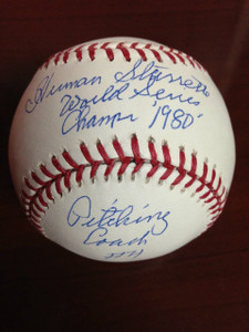 SOLD 800 Herm Starrette Autographed ROMLB Baseball 1980 World Series Champs