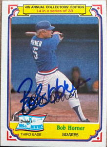 Bob Horner Autographed 1984 Topps Drake's Big Hitters #14