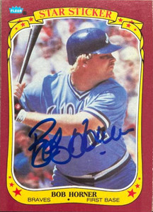 Bob Horner Autographed 1986 Fleer Star Stickers #60