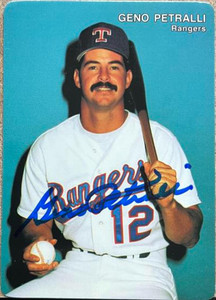 Geno Petralli Autographed 1992 Mother's Cookies Texas Rangers #7