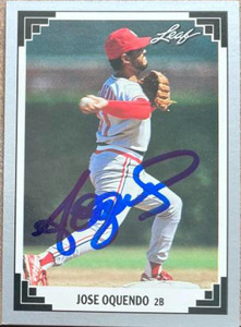 Jose Oquendo Autographed 1991 Leaf #58