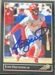 Jose Oquendo Autographed 1992 Leaf Black Gold #289