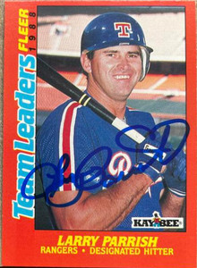 Larry Parrish Autographed 1988 Fleer Kay Bee Team Leaders #25