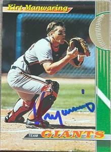 Kirt Manwaring Autographed 1993 Stadium Club San Francisco Giants #6