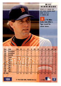 1994 Fleer #135 Mike Henneman VG Detroit Tigers 