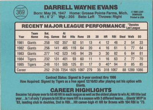 1986 Donruss #369 Darrell Evans NM-MT Detroit Tigers 