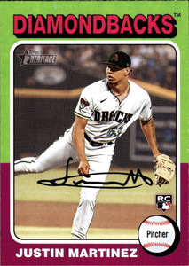 SOLD 149567 2024 Topps Heritage #169 Justin Martinez NM-MT RC Rookie Arizona Diamondbacks 