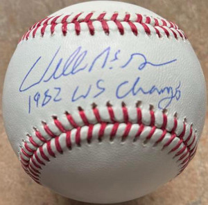 Willie McGee 1982 WS Champs Autographed ROMLB Baseball 