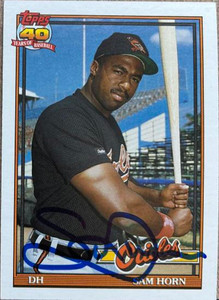 Sam Horn Autographed 1991 Topps #598
