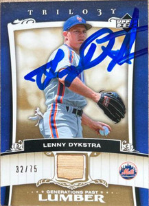 Lenny Dykstra Autographed 2005 Upper Deck Trilogy - Generations Past Lumber Gold #PA-LD MEM, SN75