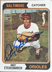 SOLD 150154 Andy Etchebarren Autographed 1974 Topps #488