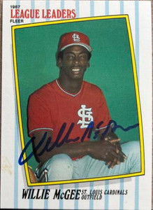 Willie McGee Autographed 1987 Fleer League Leaders #29