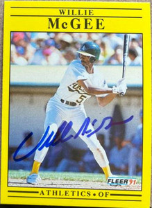 Willie McGee Autographed 1991 Fleer #16