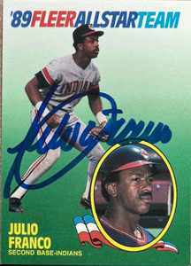 Julio Franco Autographed 1989 Fleer - '89 Fleer All-Star Team #5 