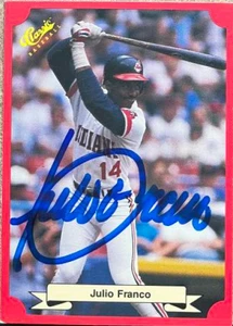 Julio Franco Autographed 1988 Classic Red #187 Cleveland Indians Card