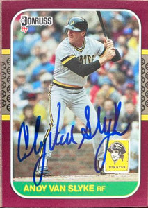 Andy Van Slyke Autographed 1987 Donruss Opening Day #161 Pittsburgh Pirates Card