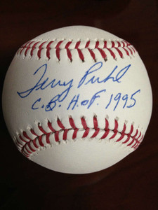 SOLD 836 Terry Puhl Autographed ROMLB Baseball C.B. HOF 1995 SOLD 836 Terry Puhl Autographed ROMLB Baseball C.B. HOF 1995