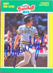 Andy Van Slyke Autographed 1989 Fleer Baseball MVP's #40