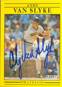 Andy Van Slyke Autographed 1991 Fleer #53 Andy Van Slyke Autographed 1991 Fleer #53