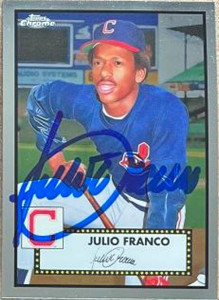 Julio Franco Autographed 2021 Topps Chrome Platinum Anniversary #594 Julio Franco Autographed 2021 Topps Chrome Platinum Anniversary #594