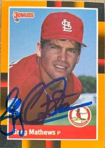 Greg Mathews Autographed 1988 Donruss Baseball's Best #324