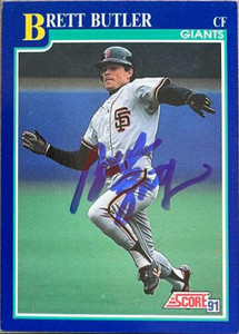 Brett Butler Autographed 1991 Score #455