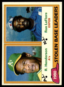 1981 Topps #4 Rickey Henderson/Ron LeFlore Stolen Base Leaders VG Oakland Athletics/Montreal Expos 