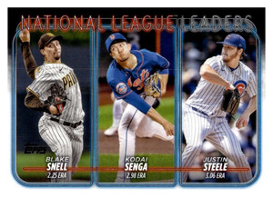 2024 Topps #212 Justin Steele/Blake Snell/Kodai Senga League Leaders NM-MT Chicago Cubs/San Diego Padres/New York Mets 