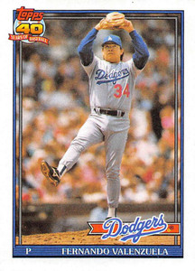 SOLD 36242 1991 Topps #80b Fernando Valenzuela COR VG Los Angeles Dodgers 