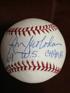 SOLD 858 Ron Swoboda  Autographed ROMLB Baseball 69 W.S. Champs 