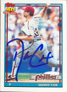 Danny Cox Autographed 1991 Topps Traded #25T Philadelphia Phillies Card  