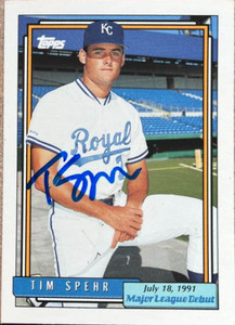 Tim Spehr Autographed 1992 Topps Major League Debut 1991 #166
