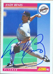 Andy Benes Autographed 1992 Score #133