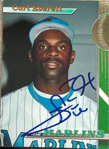 Carl Everett Autographed 1993 Stadium Club Marlins #30