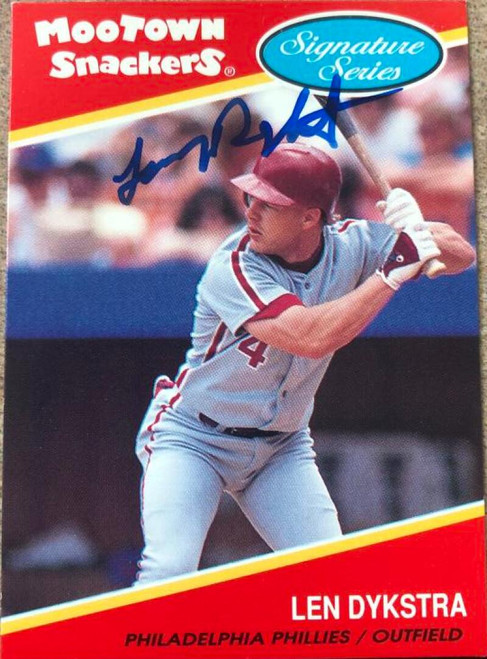 Lenny Dykstra Autographed 1991 Moo Town Snackers #18