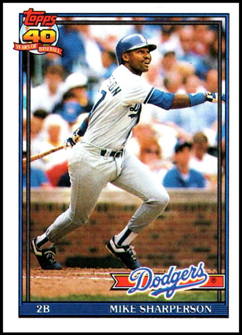 1991 Topps #53 Mike Sharperson UER VG Los Angeles Dodgers 
