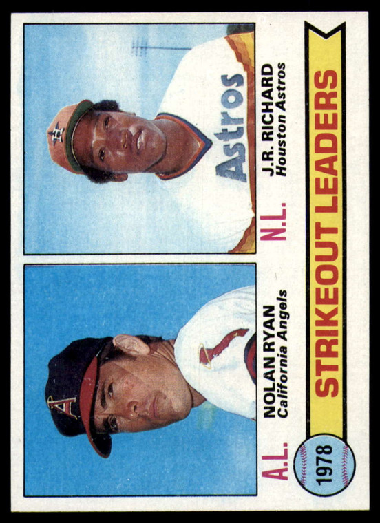 1979 Topps #6 Nolan Ryan/J.R. Richard Strikeout Leaders VG California Angels/Houston Astros 