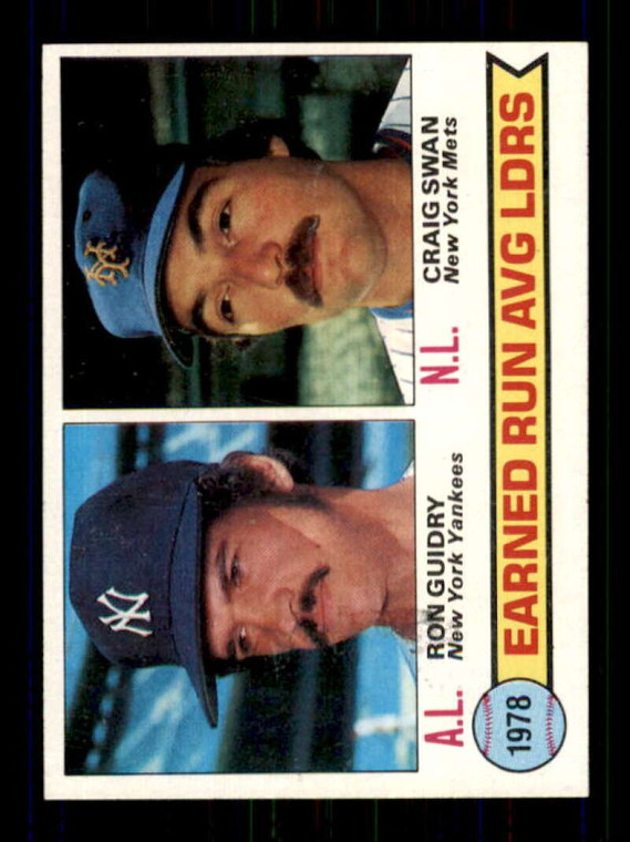 1979 Topps #7 Ron Guidry/Craig Swan ERA Leaders VG New York Yankees/New York Mets 